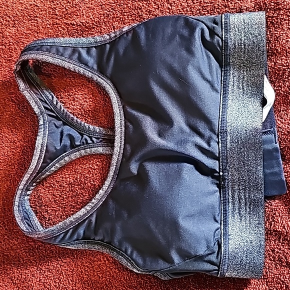 STUNNING AERIE MISSES  METALLIC NAVY SILVER RACERBACK SPORTS BRA - Picture 1 of 7